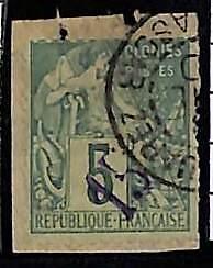 ZA053b - French DIEGO SUAREZ -  STAMP - 1890 Yvert # 2 -   Fine USED on CUT-OUT