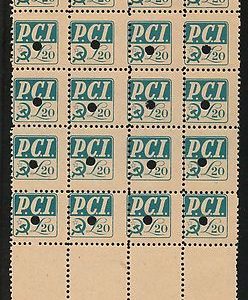 47643 ITALIA REPUBBLICA - Storia Postale: MARCA DA BOLLO  del  PCI  blocco di 20