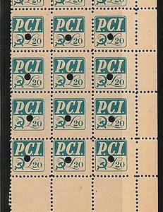 47644 ITALIA REPUBBLICA - Storia Postale: MARCA DA BOLLO  del  PCI  blocco di 15