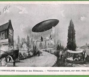 ah2725 - FRANCE -  VINTAGE Advertising POSTCARD  -  AUTOMOBILINE Cars Zeppelin