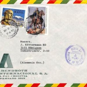 ad6110 - BOLIVIA - POSTAL HISTORY -  COVER to GERMANY 1976 Control del Porte