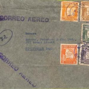 ad6114 - BOLIVIA - POSTAL HISTORY  5 color franking COVER to GB 1936 Aeropostale