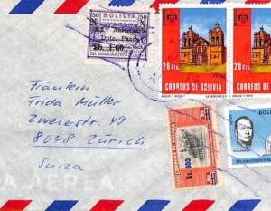 ad6119 - BOLIVIA - POSTAL HISTORY -  AIRMAIL COVER to SWITZERLAND 1951