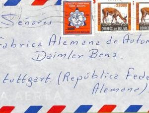 ad6122 - BOLIVIA - POSTAL HISTORY - Airmail COVER to GERMANY 1985 Fauna
