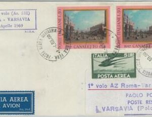 72123 - ITALY - Postal History - FIRST FLIGHT:  Rome / Warsaw 1969 Alitalia