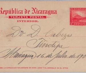 40355  -NICARAGUA - POSTAL STATIONERY: Higgings & Gage # 48