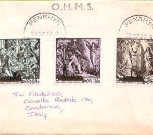ac6690 - PENRHYN - Postal History -  O.H.M.S   COVER to ITALY 1977  Religion ART