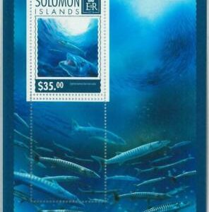 M1405 - ISLAS SALOMÓN - ERROR, 2014 HOJA MISSPERF: Barracudas, Pesca, Marina