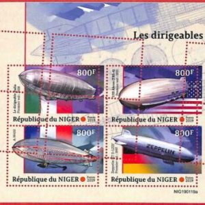 A4327 - NIGER -ERROR MISPERF Ficha miniatura: 2019, Zepelines, Banderas