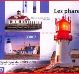 A4347 - NIGER - ERROR MISPERF, Hoja de recuerdo: 2019, Faros, Noruega, EE. UU.