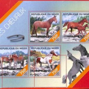 A4323 - NIGER - ERROR MISPERF Kleinbogen: 2014, Pferde, wilde Mustangs