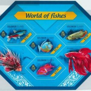 M1408 - ISLAS SALOMÓN - ERROR, 2014 HOJA MISSPERF: Peces, Pesca, Marina