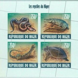 M1506 - NÍGER - ERROR, 2013 HOJA MISSPERF: Reptiles, Serpientes, Cocodrilos