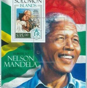 M1379 - ISLAS SALOMÓN - ERROR, 2013 HOJA MISSPERF: Nelson Mandela Sudáfrica