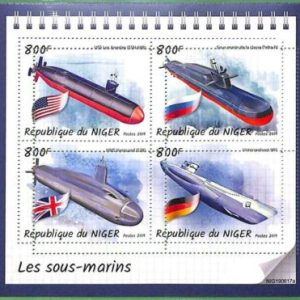 A2429 - NIGER - ERROR: MIPERF, Kleinbogen - 2019, U-Boote, Flaggen