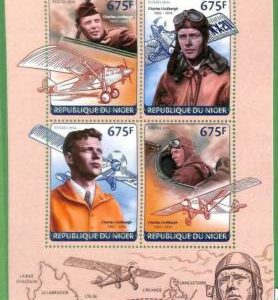 A2338 - NIGER - ERROR - Hoja de sellos MISPERF 2014 Charles Lindbergh AVIATION