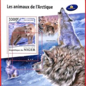 A4365 - NIGER - ERROR MISPERF, Hoja de recuerdo: 2018, Lobos, Liebres árticas