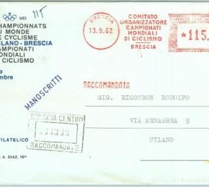 67965 - ITALY - POSTAL HISTORY -  SPECIAL POSTMARK:  CYCLING  Brescia 1962