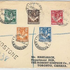 59546 - NORTHEN RHODESIA - POSTAL HISTORY: REGISTERED COVER to CANADA - 1938