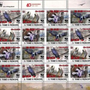 A9226 - S.TOME E PRINCIPE - ERROR MISPERF Stamp Sheet - 2021 - BIRDS, WWF