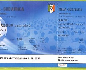 C1815- Vecchio BIGLIETTO PARTITA CALCIO 2007 ITALIA VS SUD AFRICA