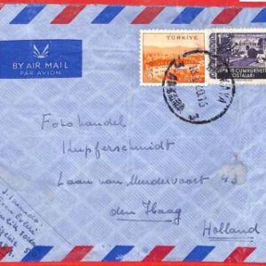 aa2083 - TURKEY - POSTAL HISTORY  - AIRMAIL COVER to the Netherlands