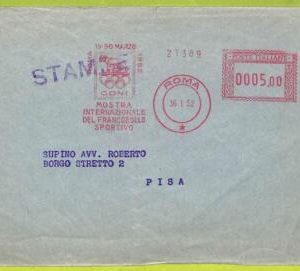 ZA1341 - ITALY - POSTAL HISTORY -  red MECHANICAL POSTMARK Olympic Games - 1952