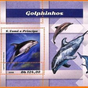 A6627 - SAO TOME & PRINCIPE, ERROR, 2018, MISSPERF SOUVENIRBLATT: Delfine