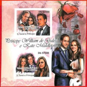 A3240 - SAO TOME & PRINCIPE, ERROR IMPERF Miniatur s: 2011 Royalty, Kate, Roses
