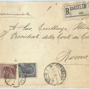 71510 - ITALIA REGNO - STORIA POSTALE: MICHETTI  112 su RACCOMANDATA da CIRCELLO
