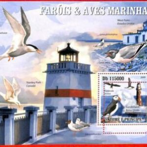 A3195 - SAO TOME & PRINCIPE, ERROR MISSPERF: 2009, Leuchttürme, Meeresvögel
