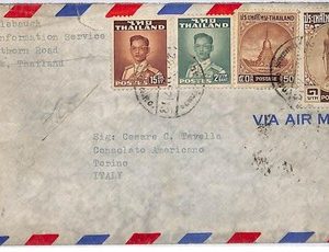 ai1955 - THAILAND - Postal History - AIRMAIL Cover to Italy   1957