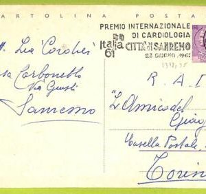af9844 - ITALY - POSTAL HISTORY - Postcard - 1961, MEDICINE Cardiology HEART