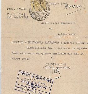 61442  - OCCUPAZIONE ALEATA SICILIA - STORIA POSTALE -  CERTIFICATO  1944