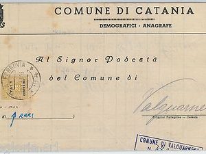 61447  - OCCUPAZIONE ALEATA SICILIA - STORIA POSTALE -  BUSTA COMUNALE 1944