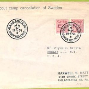 af9802 - SWEDEN - POSTAL HISTORY - Cover - 1954, MEDICINE Red Cross
