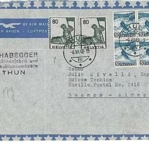 12972 - SWITZERLAND - POSTAL HISTORY - AIRMAIL Cover to ARGENTINA - WATERFALLS