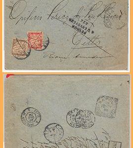 53958 - ITALIA REGNO - Storia Postale: FLOREALE su BUSTA a FRANCIA - TASSATA!