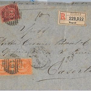 REGNO - Storia Postale:  UMBERTO 10 cnt + 20 cnt COPPIA su BUSTA RACCOMANDATA