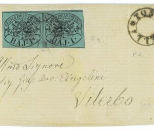 P0250 - PONTIFICIO  - STORIA POSTALE - Sass # 2B Coppia su Busta TOSCANELLA