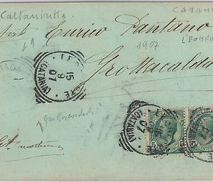 ITALIA REGNO - Storia Postale: CARTOLINA con annullo tondoquadro LEONFORTE 1907
