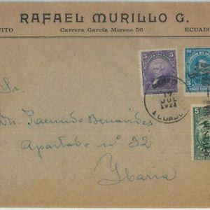 74124 - ECUADOR - Postal History - Special AIRMAIL COVER  to IBARRA - Mu# 8 1923