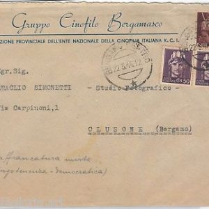 57180  STORIA POSTALE: affrancatura mista LUOGOTENZA + DEMOCRATICA su BUSTA 1946