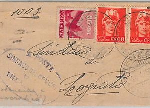 57181  STORIA POSTALE: affrancatura mista LUOGOTENZA + DEMOCRATICA su BUSTA 1946