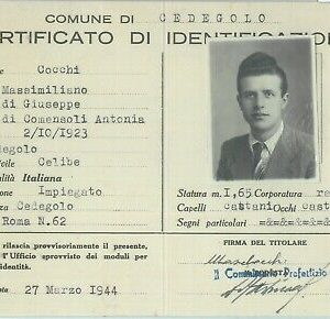 87506 - Vintage document DOCUMENTO D'EPOCA: Carta d'Identità 1944 CEDEGOLO