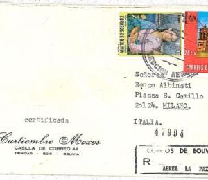 27355 - BOLIVIA -   POSTAL HISTORY : CERTIFIED COVER to ITALY