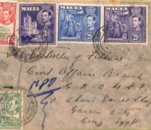 ac6757  - MALTA - Postal History - Censored COVER to EGYPT! 1943