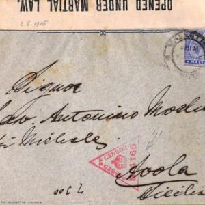 ac6759 - MALTA - Postal History -  Registered COVER to ITALY  1916 Censored