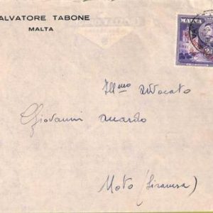 ac6761 - MALTA - Postal History -   COVER to ITALY  1954