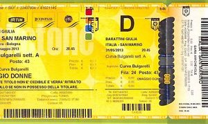 C1847- Vecchio BIGLIETTO PARTITA CALCIO 2013 ITALIA VS SAN MARINO